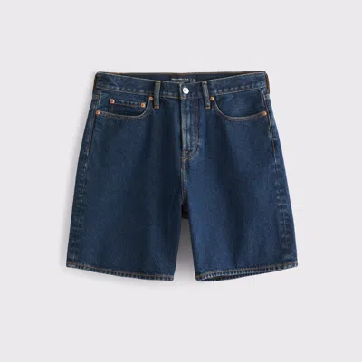 Abercrombie & Fitch Loose Denim Short In Blue