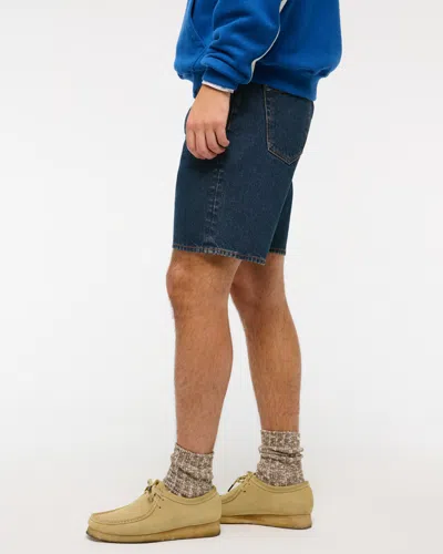 Abercrombie & Fitch Loose Denim Short In Blue