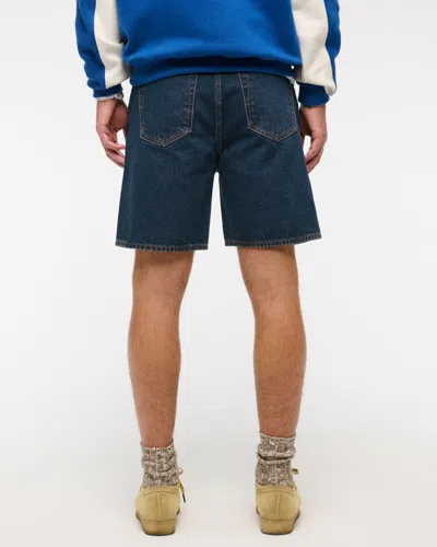 Abercrombie & Fitch Loose Denim Short In Blue