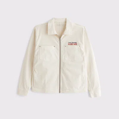 Abercrombie & Fitch Transitional Zip Shirt Jacket In White