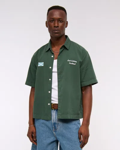 Abercrombie & Fitch Short-sleeve Pga Scottish Open Button-up Shirt In Green