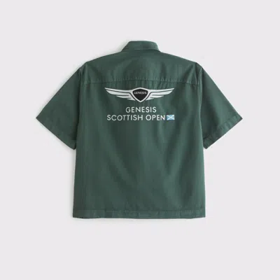 Abercrombie & Fitch Short-sleeve Pga Scottish Open Button-up Shirt In Green