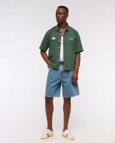 Abercrombie & Fitch Short-sleeve Pga Scottish Open Button-up Shirt In Green