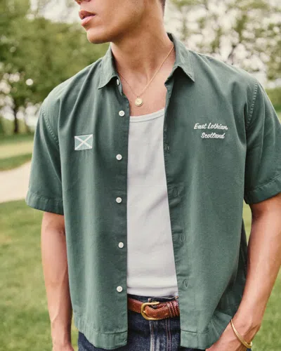 Abercrombie & Fitch Short-sleeve Pga Scottish Open Button-up Shirt In Green