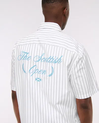 Abercrombie & Fitch Short-sleeve Pga Scottish Open Button-up Shirt In White