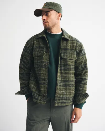 Abercrombie & Fitch Boucle Shirt Jacket In Green