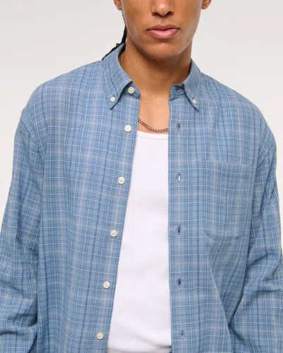 Abercrombie & Fitch Long-sleeve Plaid Button-up Shirt In Blue