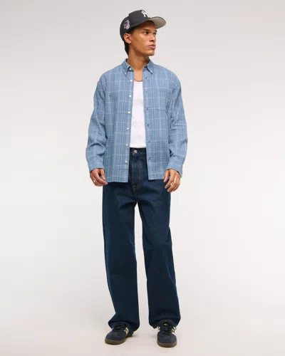 Abercrombie & Fitch Long-sleeve Plaid Button-up Shirt In Blue