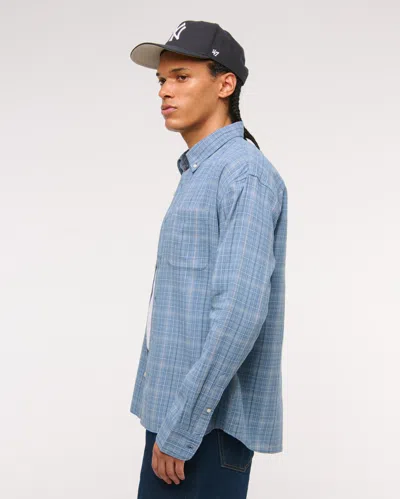 Abercrombie & Fitch Long-sleeve Plaid Button-up Shirt In Blue