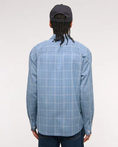 Abercrombie & Fitch Long-sleeve Plaid Button-up Shirt In Blue
