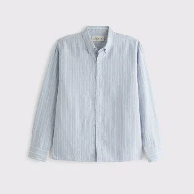 Abercrombie & Fitch Linen Button-up Shirt In Blue