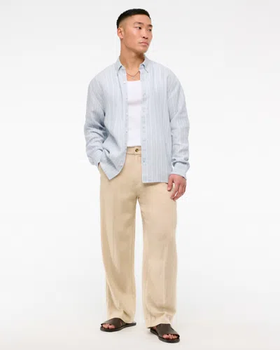 Abercrombie & Fitch Linen Button-up Shirt In Blue