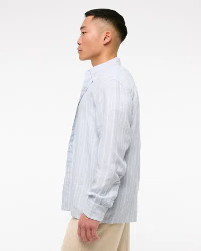 Abercrombie & Fitch Linen Button-up Shirt In Blue