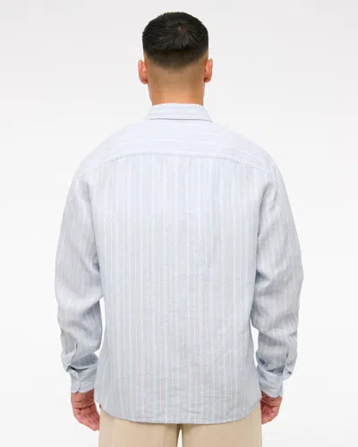 Abercrombie & Fitch Linen Button-up Shirt In Blue