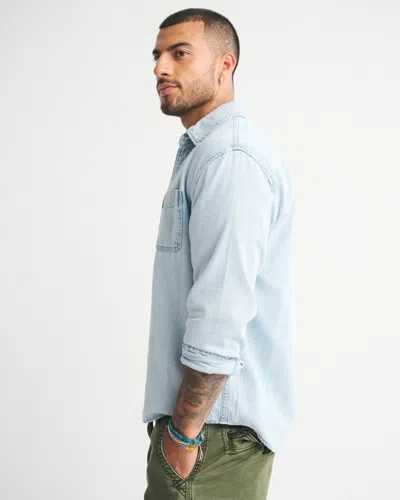 Abercrombie & Fitch Denim Button-up Shirt In Blue