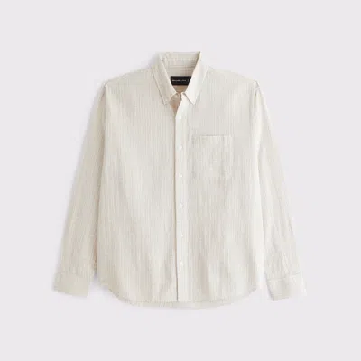 Abercrombie & Fitch Long-sleeve Textural Plaid Button-up Shirt In Neutral