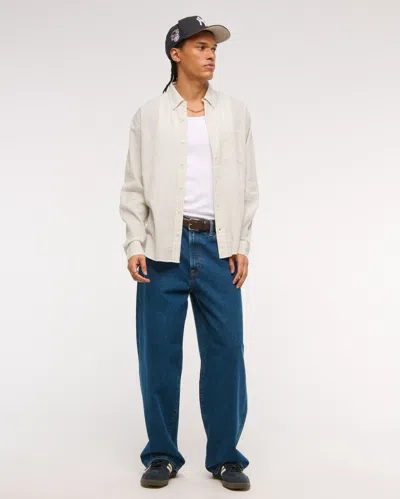 Abercrombie & Fitch Long-sleeve Textural Plaid Button-up Shirt In Neutral