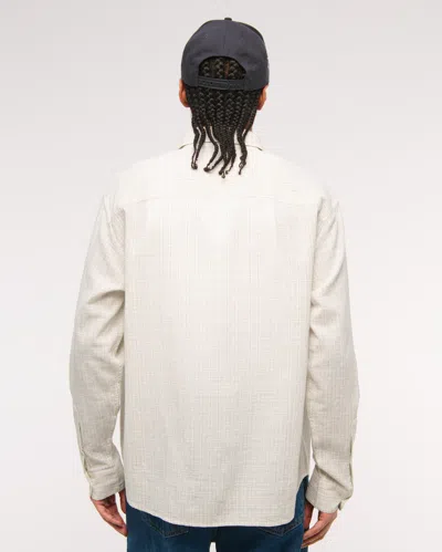 Abercrombie & Fitch Long-sleeve Textural Plaid Button-up Shirt In Neutral