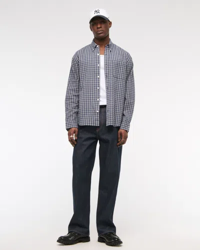 Abercrombie & Fitch Long-sleeve Plaid Button-up Shirt In Blue