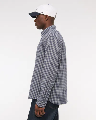 Abercrombie & Fitch Long-sleeve Plaid Button-up Shirt In Blue