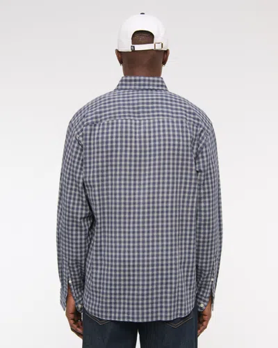 Abercrombie & Fitch Long-sleeve Plaid Button-up Shirt In Blue
