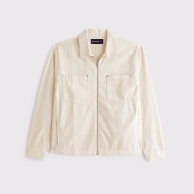 Abercrombie & Fitch Zip Shirt Jacket In White