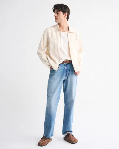 Abercrombie & Fitch Zip Shirt Jacket In White