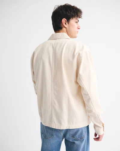 Abercrombie & Fitch Zip Shirt Jacket In White