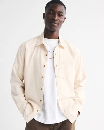 Abercrombie & Fitch Twill Shirt Jacket In White