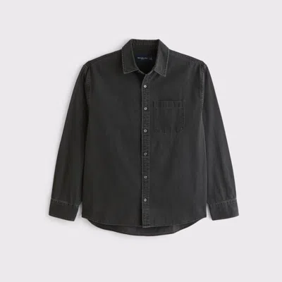 Abercrombie & Fitch Denim Button-up Shirt In Black