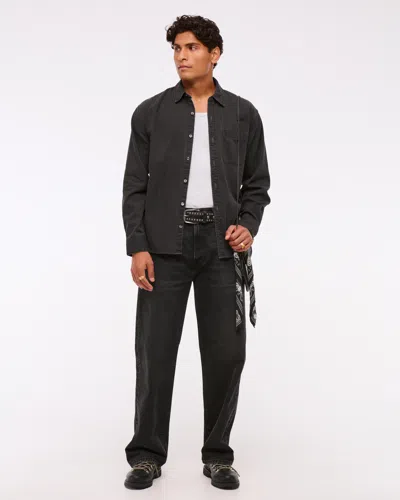 Abercrombie & Fitch Denim Button-up Shirt In Black