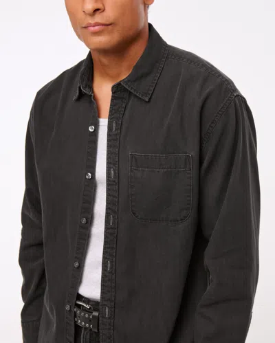 Abercrombie & Fitch Denim Button-up Shirt In Black