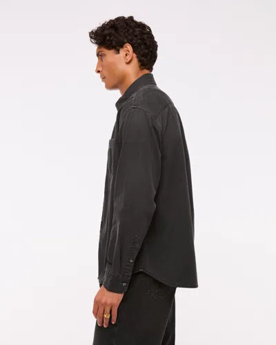 Abercrombie & Fitch Denim Button-up Shirt In Black