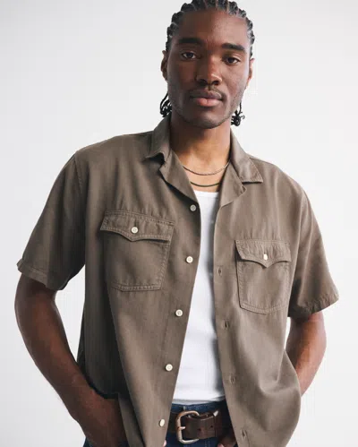 Abercrombie & Fitch Short-sleeve Coors Banquet Workwear Button-up Shirt In Multi