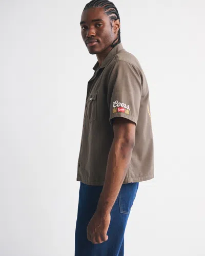 Abercrombie & Fitch Short-sleeve Coors Banquet Workwear Button-up Shirt In Multi