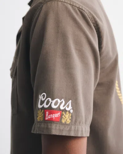 Abercrombie & Fitch Short-sleeve Coors Banquet Workwear Button-up Shirt In Multi