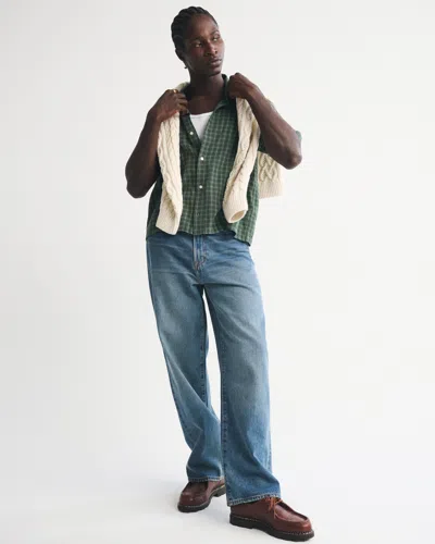 Abercrombie & Fitch Short-sleeve Button-up Shirt In Green