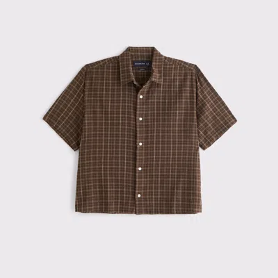 Abercrombie & Fitch Short-sleeve Button-up Shirt In Brown