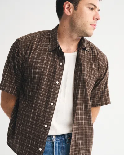 Abercrombie & Fitch Short-sleeve Button-up Shirt In Brown