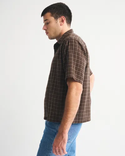 Abercrombie & Fitch Short-sleeve Button-up Shirt In Brown