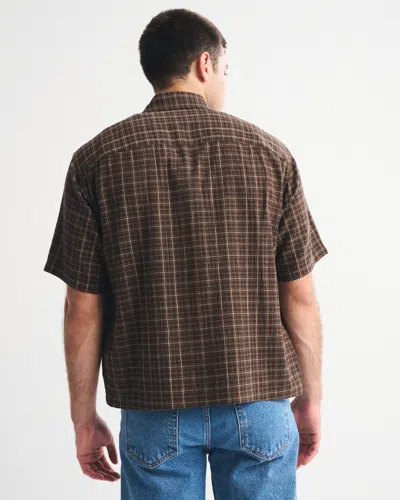Abercrombie & Fitch Short-sleeve Button-up Shirt In Brown