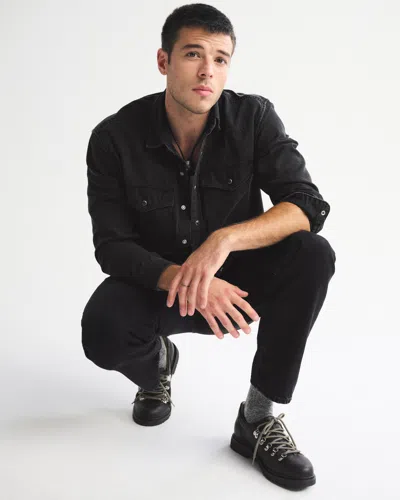 Abercrombie & Fitch Western Denim Button-up Shirt In Black