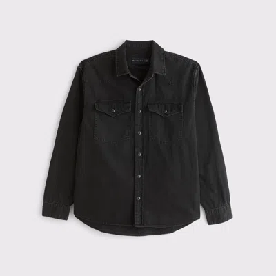 Abercrombie & Fitch Western Denim Button-up Shirt In Black