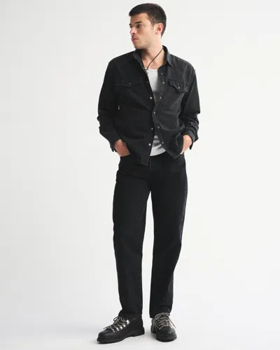 Abercrombie & Fitch Western Denim Button-up Shirt In Black