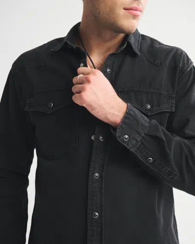 Abercrombie & Fitch Western Denim Button-up Shirt In Black