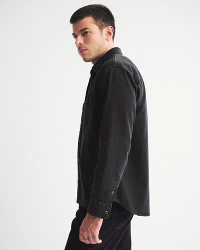 Abercrombie & Fitch Western Denim Button-up Shirt In Black