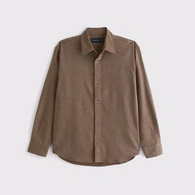 Abercrombie & Fitch Brushed Button-up Shirt In Brown