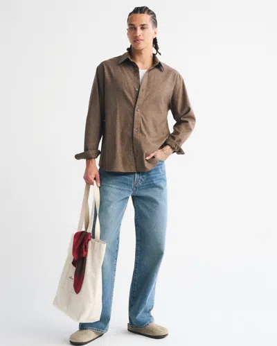 Abercrombie & Fitch Brushed Button-up Shirt In Brown