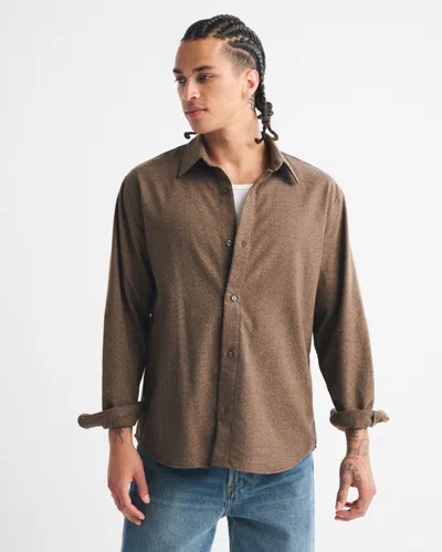 Abercrombie & Fitch Brushed Button-up Shirt In Brown