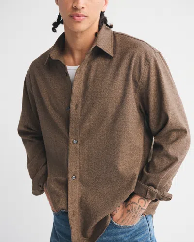 Abercrombie & Fitch Brushed Button-up Shirt In Brown